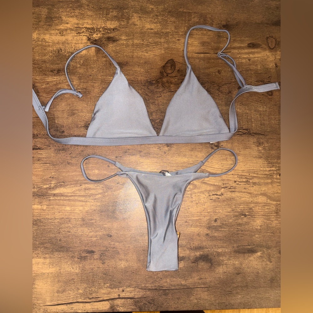 NWOT Gray Thong Bikini Set